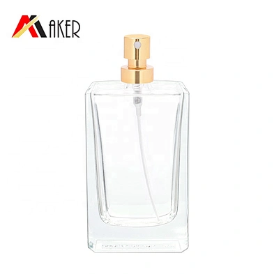 Hot sale luxury 50ml square empty crystal clear  perfume glass bottle