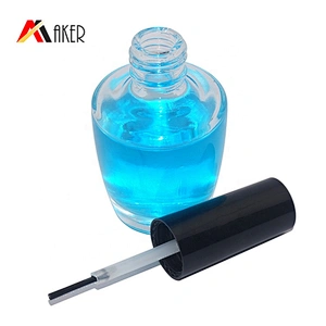 wholesale empty clear 15ml oval nail polish glass bottle with black brush screw cap