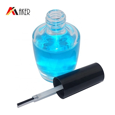 wholesale empty clear 15ml oval nail polish glass bottle with black brush screw cap
