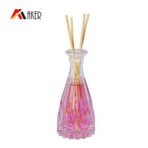 Wholesale empty 50ml engraving fragrance cosmetic aroma reed diffuser glass bottle