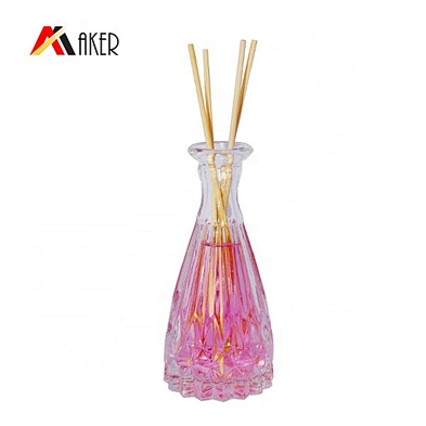 Wholesale empty 50ml engraving fragrance cosmetic aroma reed diffuser glass bottle