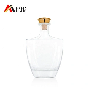 China factory empty customized unique shape clear crystal brandy XO wine glass bottle with cork