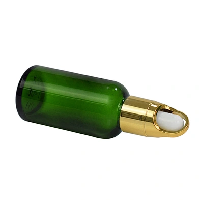 custom empty 30ml personal care packaging skin care serum dropper green glass essential oil bottle
