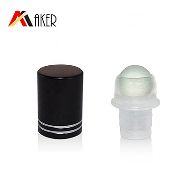 Glass roller ball and black aluminum covered 16mm screw cap with silver rims