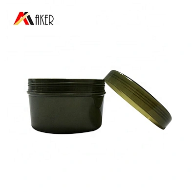 Hot selling dark green 300ml empty round PET cosmetic plastic cream jar with screw cap