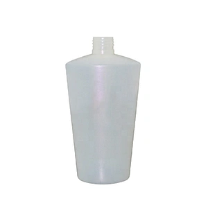 Flat shape pearlized white 250ml PE plastic body lotion bottle with disc top cap
