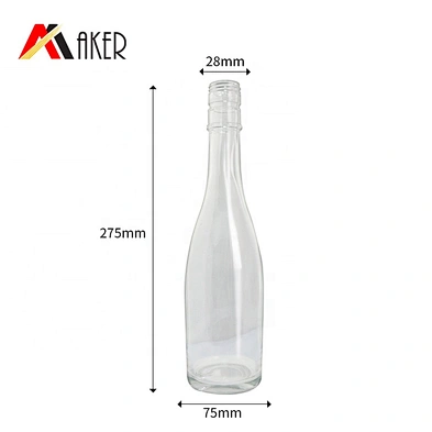 Factory supply new design empty clear glass wine bottle 500ml with aluminum cap
