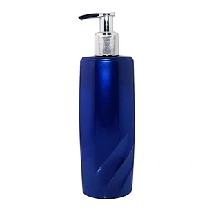 empty 250ml blue plastic pet skincare packaging shampoo bottle with lotion pump