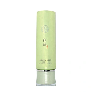 Empty 50ml green round screen printing PE cosmetic packaging soft cream tube with lid