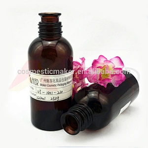 7oz China supplier 220ml pharmaceutical amber round glass bottle with lids