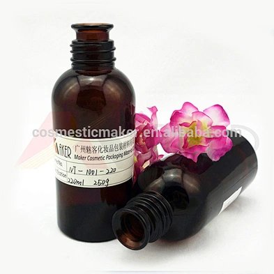 7oz China supplier 220ml pharmaceutical amber round glass bottle with lids