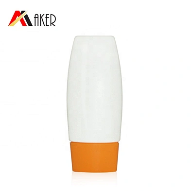 Wholesale 50ml oval cosmetic plastic PE suncream lotion squeeze bottle packaging with screw cap