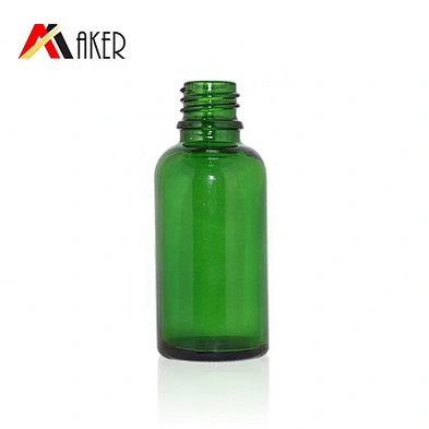 Factory wholesale Low MOQ 30ml empty round green cosmetic essential oil glass dropper bottle