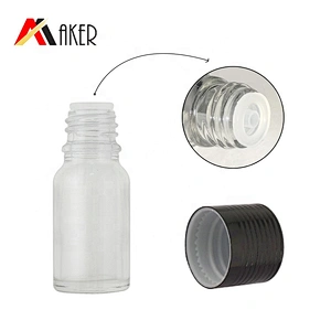 Wholesale 18mm black ribbed aluminum covered screw cap with plastic orifice reducer for cosmetic glass essential oil bottle