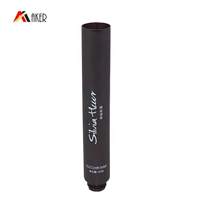 Wholesale 20g dark brown eye cream cosmetic LDPE plastic tube packaging with clear plastic screw cap