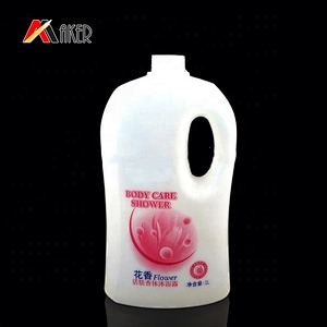 China supply empty special shape 1000ml HDPE plastic shower gel body lotion bottle with handle