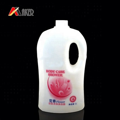 China supply empty special shape 1000ml HDPE plastic shower gel body lotion bottle with handle
