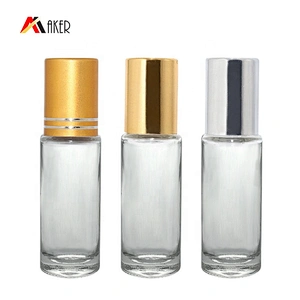 New arrival 15ml glass transparent deodorant roll on bottle with aluminum covered cap