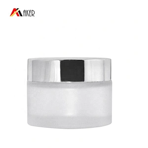 Luxury 30ml round frosted glass cream jar with aluminum lid