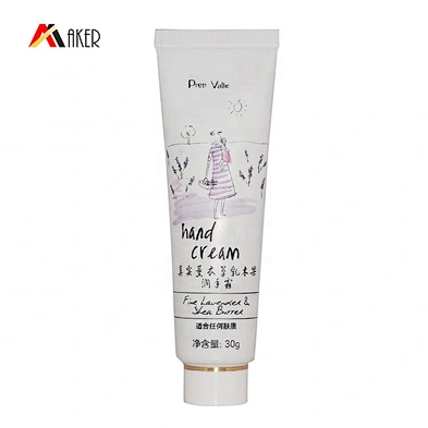 Wholesale 30ml round  hand cream cosmetic plastic laminated tube packaging with white plastic double wall screw cap