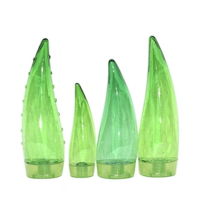 Peculiar green horn PET plastic squeeze bottle set with flip top cap