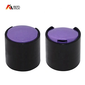 Custom Eco Friendly  28/410 PP Purple and Black Plastic Disc Top Spice Cap for Cosmetic Bottle