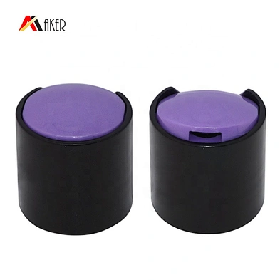 Custom Eco Friendly  28/410 PP Purple and Black Plastic Disc Top Spice Cap for Cosmetic Bottle