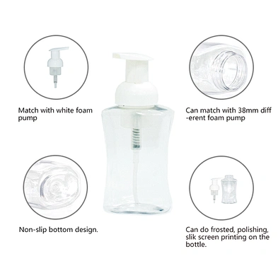 Factory Wholesale 270ml PET Transparent Plastic Bottle With White Lotion Pump