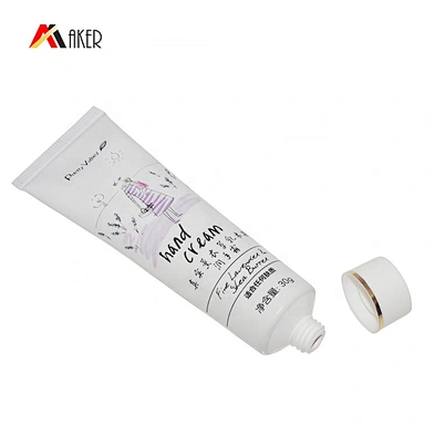 Wholesale 30ml round  hand cream cosmetic plastic laminated tube packaging with white plastic double wall screw cap