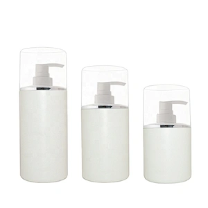Wholesale 300ml white cylinder PE plastic shampoo bottle packaging with big cover cap