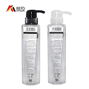 Unique design 350ml empty PET luxury plastic shower gel bottle with pump wholesale