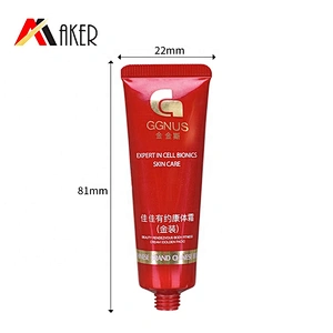 Custom round red 20g aluminum laminated plastic cosmetic cream packaging tube with hot stamping logo