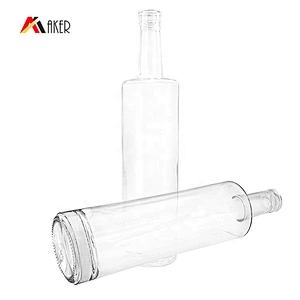 550ml 750ml clear glass round cylinder vodka glass bottle with cork stopper