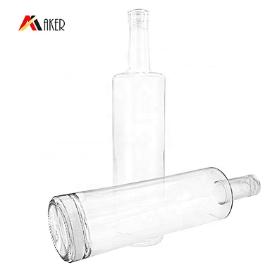 550ml 750ml clear glass round cylinder vodka glass bottle with cork stopper