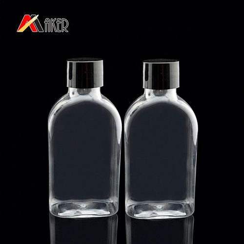 Hot sale 100ml clear PET plastic mouthwash bottle packaging with black plastic screw cap