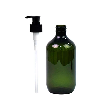 in stock dark green 500ml plastic pet hand sanitizer lotion pump bottle shower gel personal care shampoo boston bottle