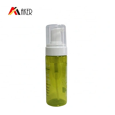 Wholesale 150ml green cylinder face wash plastic cosmetic soap foam pump bottle with cover