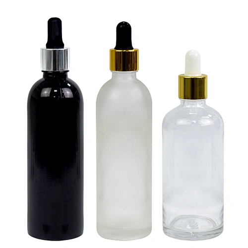 facory wholesale 90ml 100ml 3oz black clear transparent frost glass bottle for essential oil packaging bottle