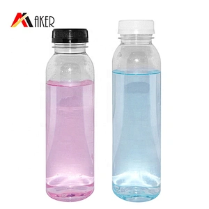 wholesale Boston round shape plastic 350ml PET beverage juice bottle drinking water bottles with cap
