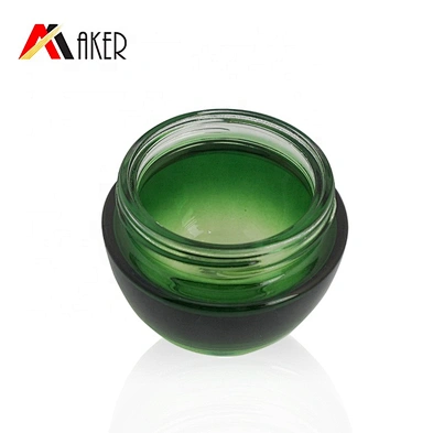 2019 New design 15ml 50ml luxury gradient green cosmetic glass cream jar with black screw lid and inner cap
