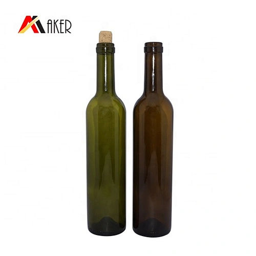 Wholesale empty 500ml green round red wine glass bottle with cork