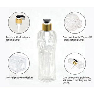 2020 New arrival unique shape clear PET 300ml empty shampoo bottles with lotion pump