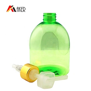 Wholesale custom design 500ml empty green round pet plastic hand wash bottle with pump