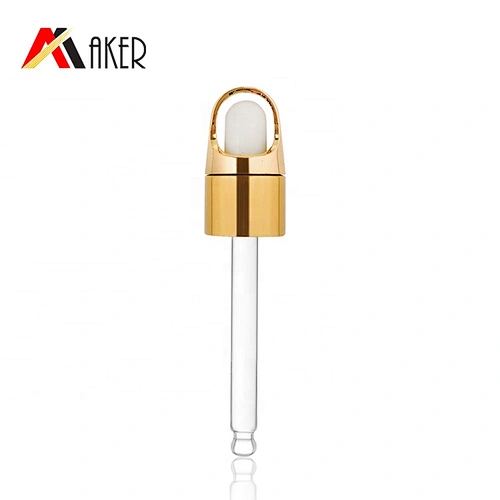 Hot selling 18mm gold aluminum covered essential oil dropper cap glass dropper cap flower basket type