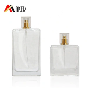 2020 Newest design 50ml 100ml empty square glass bottle for perfume with sprayer and acrylic cap