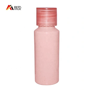 Empty round pink plastic 30ml cosmetic lotion bottle with screw cap