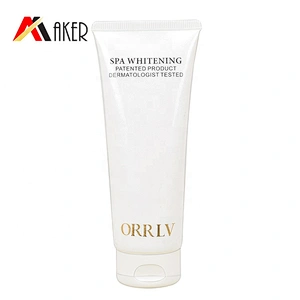 Empty round white 100ml cosmetic LDPE plastic face wash cream packaging tube with flip top lid
