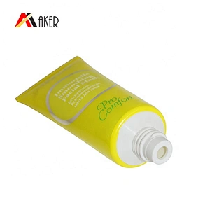 Yellow round plastic cosmetic packaging tube with lid