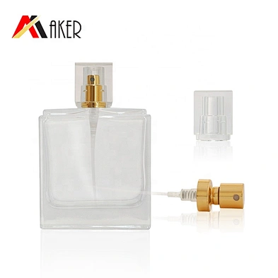 2020 Newest design 50ml 100ml empty square glass bottle for perfume with sprayer and acrylic cap