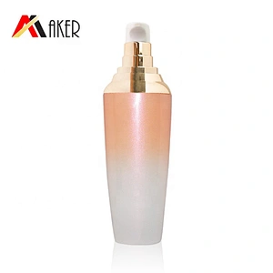 Wholesale stock Painted pearl color oval 30g 50g 100g 120g cosmetic glass lotion bottle with gold cream pump